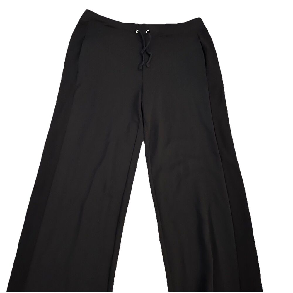 Chicos Weekend Pants 2 Black Wide Leg Pull On Athleisure - Picture 2 of 7